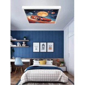 Resim Şimşek Mcqueen Avize, 60X60 Çocuk Odası Avize, 60WATT, Estetik Kare, Yapay Zeka Tasarım Avize, Uzay 