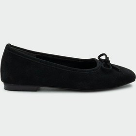 Resim Linda Siyah Süet Kadın Fiyonk Detaylı Babet Siyah 