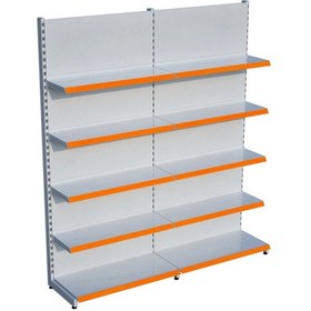 Resim Beyaz Metal 5 Katlı 2'li Birleşik Katlı Market Raf Sistemi Market Rafı G180cm Yükseklik H220 Cm Turuncu 