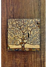 Resim Doğaltaş Bardak Altlığı 10x10x1cm - Gustav Klimt Eseri Baskılı Tekli - Stone Coasters Çok Renkli 