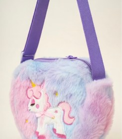 Resim Mollycrush Kız Çocuk Mor Unicorn Nakışlı Peluş Omuz Çantası | Ayarlanabilir Askılı Şirin Model 
