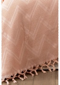 Resim %100 Pamuk Çift Kişilik Bağlama Saçaklı Pike-220x240 Cm-pudra Pudra Pudra 