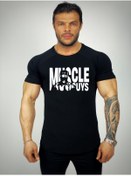 Resim Black İstanbul Muscle Guys Baskılı Fitness Tshirt 