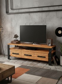 Resim Raweyn Sea Doğal Ahşap Çekmeceli Tv Ünitesi - 160cm Açık Ceviz 