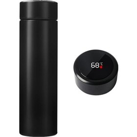 Resim Yuntech01 Siyah 470ml 304 Paslanmaz Çelik Vakuumlu Isı Saklama Akıllı Sıcaklık Ölçer Bardak 