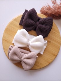 Resim SeherBebeButik Kız Bebek & Çocuk Fiyonklu Bandana 3'lü Set 