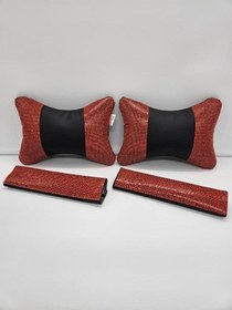 Resim Kırmızı Taşlı Oto Boyun Yastığı Kemer Konforu Kemer Pedi 2li Set Kırmızı 