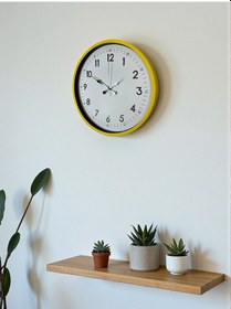 Resim 36 Cm Sarı Modern Dekoratif Duvar Saati Çok Renkli 