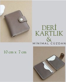 Resim Lunaluster Hakiki Deri Minimal Avuçiçi Sade Tasarım Erkek Cüzdan Kartlık Drc-23 Açık Kahverengi - Taba 
