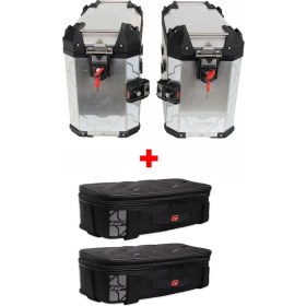 Resim Gp Kompozit Universal 40 Lt x 2 Alüminyum ve Kumaş Motosiklet Yan Çanta Seti Gri 