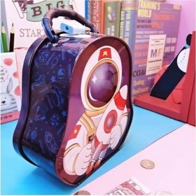 Resim MR astronot Çantalı Ve Kilitli Çocuk Kumbarası Sevimli Kilitli Kumbara Metal Hediyelik kumbara (A) 