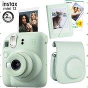 Resim Fujifilm Instax Mini 12 Yeşil Fotoğraf Makinesi-20'lu Film-Mini Albüm ve Deri Kılıf SETI-FOTSI197-S4-20-MA-DK 