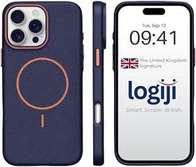 Resim Ladera iPhone 15 Pro Max Kılıf - Deri Görünümlü İnce Koruma - MagSafe ile Uyumlu - Koyu Mavi 