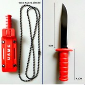 Resim Omeniv Retro Vintage Stil Çakı Mini Bıçak Anahtarlık Zincir Kolye Kırmızı 