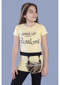 Resim Toontoy Kids Toontoy Kız Çocuk T-shirt Önü Çantalı Sarı 