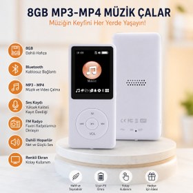 Resim SIGHTZER 8GB DAHİLİ HAFIZALI BLUETOOTHLU MP3-MP4 ÇALAR SES KAYIT FM RADİO DAHİLİ HOPARLÖR EKRANLI MÜZİK ÇALAR 