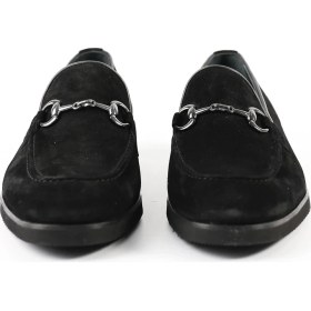 Resim Tuna Hakiki Deri Siyah Loafer Erkek Ayakkabı - 0161 