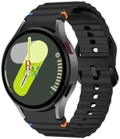 Resim Samsung Galaxy Watch 6 44 mm İle Uyumlu Kavisli Spor Silikon Kordon Siyah 
