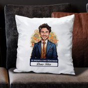 Resim Karikatürlü En İyi Erkek Sınıf Öğretmeni Yastık 