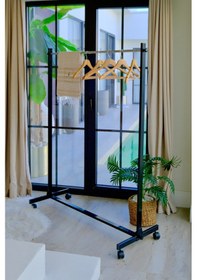 Resim Tekerli Portatif Elbise Askısı 150x50x158 Siyah 