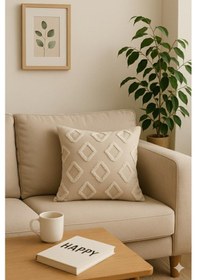 Resim Kırlent Kılıfı 43x43 Cm Çift Taraflı, Fermuarlı, Lüks Şönil Kumaş Koltuk Örtüsü İle Uyumlu 1 Adet Taş 