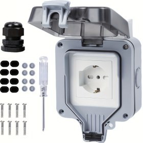 Resim AXOTEN Dış Mekan Alman Tarzı Elektrikli Çıkış Kutusu USB Bağlantı Noktaları (2x USB + 1x Tip-C), IP66 Su Geçirmez Flip Kapak, AC220V/16A, Mutfak, Banyo, Bahçe Duvar Prizleri İçin Uygun, Duvara Monte Edilebilir, Küp Şekli, 12V Elektrikli Bağlantı, Dış Mekan Elektrikli Çıkış Kutusu, AXOTEN 