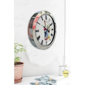 Resim Bahat Krom Çerçeveli Salon Ofis Duvar Saati 36 cm 