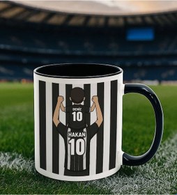 Resim Bk Gift Kişiye Özel Baba&çocuk Siyah-beyaz Forma Tasarımlı Siyah Kupa Bardak, Arkadaşa Hediye, Sevgiliye Hediye, Taraftar Hediyesi Kobitmeyencom34745 