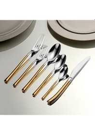 Resim Elegance Altın Saten 12 Kişilik 72 Parça Çatal Kaşık Bıçak Takımı 