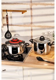 Resim Emsan Vera 2'li Düdüklü Tencere Seti 4+6 Litre Kırmızı Gümüş - Kırmızı 