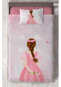 Resim Mekta Home Bebek Ve Çocuk Odası Örgülü Saçlı Kız Desenli Yatak Örtüsü Renkli 