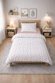 Resim Evmila Minik Çiçekler Desenli Nevresim Takımı - 160x220cm Nevresim +50x70cm Yastık Kılıfı+90x190cm Çarşaf 