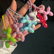 Resim Renkli Poodle Köpek Balon Kulaklık Anahtarlık Sırt Çantası Kolyesi Şirin ve Havalı Süs 