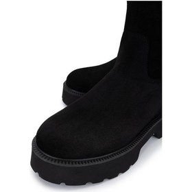 Resim Tamer Tanca Kadın Hakiki Deri Siyah Süet Topuklu Bot 231 100 Bn Bot Sk24-25 Sıyah Suet Siyah Süet 