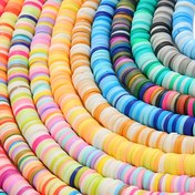 Resim Yaklaşık 350 adet (40.01cm/Şerit) 0.61cm Gökkuşağı Düz Yuvarlak Polimer Kil Boncuklar Karışık Renk Serisi DIY Bilezikler Kolye Zincirleri Takı Yapımı için 