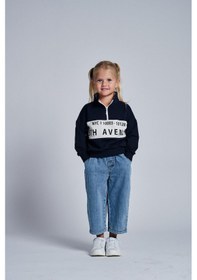 Resim Miababy Dik Yaka Sweat Denim Pantolon Takım Lacivert 