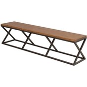 Resim Ahşap Bank Bahçe Balkon Bankı Metal Ayaklı Sağlam Bank Ahşap 