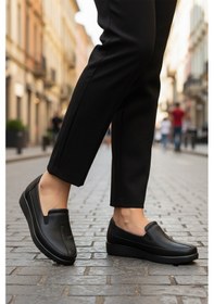 Resim Siyah Cilt Hafif Esnek Anatomik Kadın Casual Ayakkabı 293117 Z Siyah Cilt 