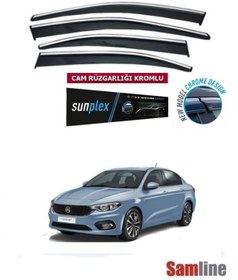 Resim SUNPLEX Fiat Egea Sedan 2016-2023 Kromlu Cam Rüzgarlığı (4 CAM SET) 