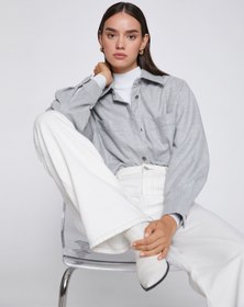 Resim Oversize Gömlek Metal Düğmeli 