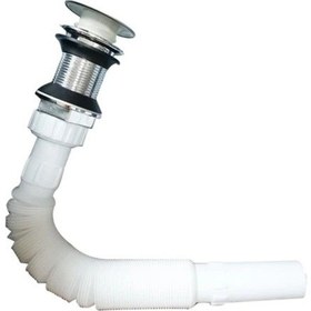 Resim Özbest S524 Stoplu Lavabo Sifonu Krom Lüx Beyaz Beyaz 