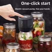 Resim 1 adet Elektrikli Mason Jar Vakumlu Kapak Makinesi, Geniş Ağız ve Düzenli Ağız Mason Jar'lar için Kablosuz Vakumlu Kapak Makinesi, Yiyecek Depolama için 