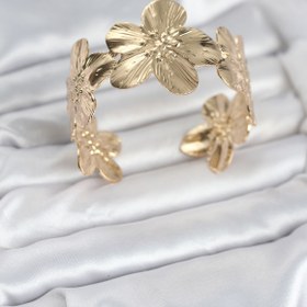 Resim BURCU MODA Çiçek Model Pirinç Levha Kadın Bileklik 