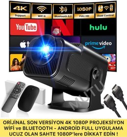 Resim MUTU HY320 ORİJİNAL 4K 1080P Taşınabilir Projeksiyon Son Versiyon Android Wifi BT Akıllı Sinema Projektör 
