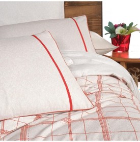 Resim Bramo King Size Battal Boy %100 Pamuk Flanel Pazen Nevresim Takımı Bej Bej 