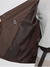 Resim RESSHO Kahverengi Kruvaze Yaka Oversize Astarlı Kadın Trençkot 