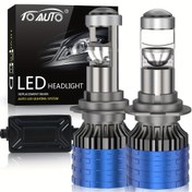 Resim 2 adet H7 LED Projektör H4 20000LM H11 9005 HB3 9006 HB4 H8 H9 Mini Lens Otomatik LED Far Ampulleri 80W Turbo Fan Araba Işık Lambası 