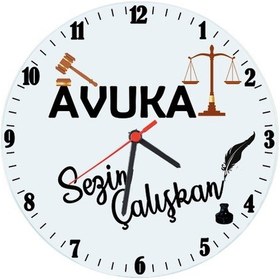 Resim Avukata Hediye Isimli Ofis Cam Duvar Saati 