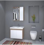 Resim Denko Mostar 70 CM Mdf Beyaz Banyo Dolabı Takımı 