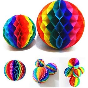 Resim Parti Gökkuşağı Renkli 30 cm Rengarenk Kağıt Süs Fener 1 Adet 